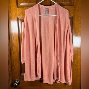 Chico’s Size 3 (XL) Orange/peach Open Lightweight Cardigan 3/4 Sleeve